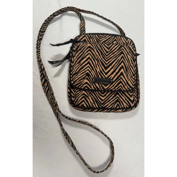 Vera Bradley Mini Hipster Crossbody Purse in Zebra Tan Black - Picture 2 of 10